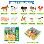 Farm Animals Figures Toys With 10 Realistic Plastic Animal Figurines & Kids Sound Book, Educational Learning Toys Gift For 3 Years Old & Up Toddlers Kids Boys Girls