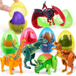 Easter Eggs Filled With Dinosaur Toys Jumbo Deformation Dinosaur Eggs Easters Egg Fillers Plastic Surprise Egg Easters Basket Stuffers Easter Party Favors For Kids Boys Girls Toddlers 6 Pack