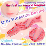 Male Masturbator Two Tongue 6.22 In Mouth-Shaped Mens Sex Toy Realistic Pocket Pussy Deep Throat Oral Men'S Pocket Stroker Toy (Flesh)