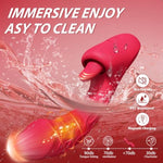 G Spot Vibrator Dildo Sex Toys For Women Realistic Tongue Adult Toys Rabbit Vibrators With 7 Vibrations & 7 Licking With Flapping, Thrusting Vibrator, Sexual Pleasure Tools For Women (Red)