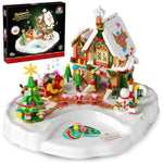 Christmas Gingerbread House Building Set With Magnetic Base, Magnetic Santa Claus Interactive Christmas Tree With Music And Snowmen Building Block Toy Holiday Train Gift For Kids Or Adults