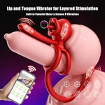 Vibrating Cock Ring Couples Sex Toys, 3-In-1 Dual Penis Ring Vibrator 9 Modes For Clitoral Anal Stimulation With Tongue Licking, Erection Adult Sex Toys For Men Bluetooth App Controlled