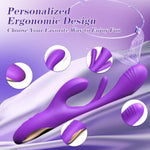 App Control Vibrator Sex Toy For Women-G Spot Vibrator Flapping Rabbit Vibrator Dildo For Woman Couple Nipple Anal Stimulation, Silicone Vibrator With 7 Licking 7 Vibrating Modes (Purple)