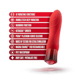 Oh My Gem - Desire - 5.5Puria Silicone G Spot Vibrator - 5 Speeds & 5 Unique Vibrating Modes With Warming Function - Usb Rechargeable With Cable Included - Ipx7 Waterproof - Ruby