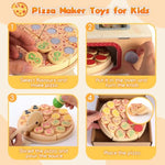 Wooden Pizza Toy Set For Kids, 68Pcs Montessori Pretend Play Food Toys, Wooden Pizza Counter Playset With Bake Oven & Toy Dishes, Develop Imagination, Ideal Gift For Boys & Girls Aged 3+