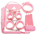 Sex Bondage Bdsm Kit Restraints 7 Pcs Sets With Adjustable Handcuffs Ankle Cuff Thigh Cuffs Blindfold Cross Strap Waist Strap Adult Sm Games Sex Toys For Men Women And Couples