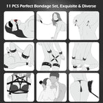 Sex Bondage Bdsm Kit Restraints, 10 Piece Bondage Restraints Set Fetish Bed Restraints Kits Handcuffs Flogger Rope Collar Blindfold Sm Adult Games For Women Men And Couples Sex Toys (Black)