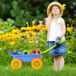 Kids Garden Wagon Wheelbarrow And Gardening Tools Play Set Includes 10 Accessories And 4 Plant Pots,Great Outdoor Toddler Toys Kids Gardening Set