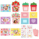 30 Pack Mother's Day Photo Frame Craft Kits with Flower Stickers for Kids