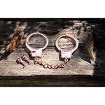 Metal Handcuffs With Two Skull Keys - Prop Toy Handcuffs (Rose Gold)