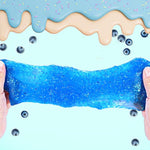 Premade Blueberry Blue Jelly Cube Glimmer Crunchy Crystal Slime, Includes 6 Sets Of Add-Ins, Sensory And Tactile Stimulation, Stress Relief, Party Favors For Girls & Boys