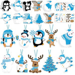 50 Pcs Winter Craft Kit, Penguin Snowman DIY Sticker Ornaments for Christmas