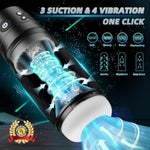 Male Masturbator Sex Toys For Men - Male Sex Toy Penis Pump With 3 Suctions & 4 Vibrations, Mens Hands Free Masturbators Blowjob Adult Toys With 3D Sleeve, Ergonomic Shell Male Stroker(Black)