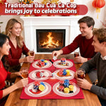Bau Cua Ca Cop Game Set, Vietnamese Lunar New Year Dice Game With 15.7'' X 23.6'' Mat, 3 Gourd Fish Shrimp Crab Dice And Shaker Cup, Traditional Bau Cua For Party Gatherings And Celebrations