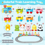 Learning Toy For Toddlers 1-3, Electric Toys Trains With Lights, Music & Steam, Counting, Matching & Sorting Montessori Toy With 6 Animal Finger Puppets, Birthday Xmas Gifts For Baby Boys Girls 12-18M