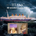 Titanic 3D Wooden Puzzle Kit, 368-Piece Ship Model with LED Lights for Teens & Adults