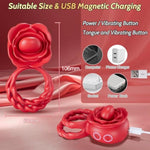 Vibrating Cock Ring Penis Vibrator - Adult Rose Toy Penis Ring With 10 Vibrating & 10 Tongue Licking For Male Training & Female Clitoral Oral Sex Stimulation, Adult Sex Toys & Games For Men And Women