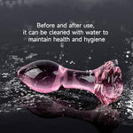Rose Crystal Glass Butt Plug,Mini Pink Glass Anal Plug, Anal Masturbation Plug For Men Women Gay And Couples