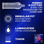 Durex Condom Performax Intense Natural Latex Condoms, 24 Count - Ultra Fine, ribbed, dotted with delay lubricant and Natural Latex Condoms Pleasure Pack Assorted, 42 Count