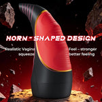 Male Masturbator Pocket Pussy for Men - Horn-Shaped Realistic Vagina Stroker with 10 Thrusting Modes Blowjob Sex Machine, IPX6 Waterproof Hands Free Penis Sleeve Male Sex Toy for Men