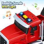 Extra Large Fire Truck Toys For Boys Girls With Racing Car And Helicopter, Lights, Sounds, Semi Truck Vehicle Toy For Toddlers 3 4 5 6 7, Christmas Birthday Gift
