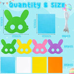 16 Pack Easter Bunny Mask Craft Kit for Kids, DIY Foam Rabbit Masks with Stickers