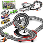 2 In 1 Slot Car Race Track Sets With 4 Slot Cars, 1:43 Electric Car Track For Boys, Dual Racing Game Lap Counter Circular Slope Track Sets, Birthday Gifts Toys For Boys Kids Ages 6 7 8 9 10 11 12