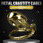 Male Chastity Cage, Zinc Alloy Chastity Device, Integrated Adjustable Ring Cock Cage Lightweight Chastity Cage With Keys Adult Sex Toy For Men (Gold)
