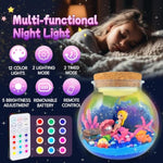 Mermaid Terrarium Craft Kit with LED Night Light & Remote for Girls Ages 5-12