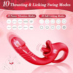 Thrusting Dildo Vibrator Sex Toys For Women, Dildos Adult Toys G Spot Clitoral Licking Vibrator With 10 Thrusting Vibration & 10 Tongue Licking Modes, Silicone Clitoral Stimulator For Couple (Rose)