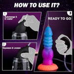 8" Fantasy Squirting Dildo Ribbed Monster Ejaculating Toy With Big Knot, Thick Ejaculating Dragon Dildo With Suction Cup For Anal Play, Adult Sex Toys For Women Men Glow In The Dark