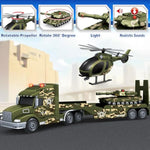 Army Truck Boy Toys, 3 4 5 6 Vehicle Car Toy Brithday Gifts, 3 In 1 Extra Large Transport Truck With Helicoper And Tank Lights Sounds