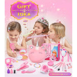 Kids Makeup Kit For Girl, Princess Toys Pretend Play Makeup Girls Toys, Kids Makeup Sets For Girls Beauty Salon Set Hair Accessories With Mirror, Hairdryer, Princess Cape Crown Handbag,Birthday Gifts