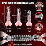 Penis Sleeve Extender Cock Sleeve - 3 Sizes Clear Reusable Cock Sleeve Penis Extender with Studded Stimulation for Added Length & Girth, Adult Sex Toy for Couples