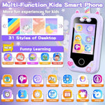 Kids Smart Phone For Girls, Christmas Birthday Gifts For Girls Age 3-10 Kids Toys Cell Phone, 2.8" Touchscreen Toddler Learning Play Toy Phone With Dual Camera, Game, Music Player, 8Gb Card Purple