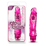 The Drop - 9 Inch Realistic Powerful Vibrating Fragrance Free Dildo - Glows In The Dark - Nubs Multi Speed Thin Vibrator - Aa Battery Powered Adult Toy - Sex Toy For Couples - Pink