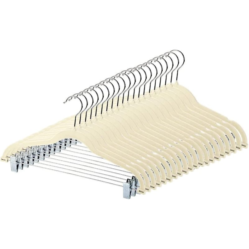 Velvet Pants Skirt Hangers With Clips - Pack Of 20 Beige Women Clothes Hanger Se