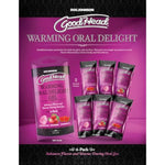 Doc Johnson GoodHead - Warming Head Oral Delight Gel - 6 X 0.24 oz. Packets - Strawberry, Cotton Candy, Watermelon