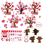 24 Pack DIY Love Heart Tree Craft Kit for Valentine's Day Party Favor Supplies