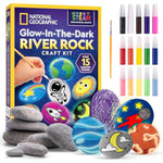 Glow-in-the-Dark Rock Painting Kit with 15 Rocks, Paints, Decals & Googly Eyes