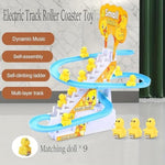 Small Ducks Climbing Toys, Electric Llittle Duck Climbing Stairs Toy, Duck Roller Coaster Tracks Slide Set With 9 Ducks Led Lights And Music, Small Duck Ladder Toy For Toddlers And Kids