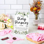51 Pcs Dirty Diaper Baby Shower Games Funny Wooden Sign With 50 Pcs Mini Diapers Cute Felt For Gender Reveal Party Baby Shower(Greenery Pink)