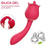 Rose Toy Vibrator For Women - Upgraded Rose Sex G Spot Vibrator 2 In 1 Clitoral Stimulator Butt Plug, Rose Vibrator For Couples Adult Sex Toys Games