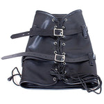Legs Binding Restaint Leather Sleeve - Legs Or Arm Binder Lace-Up Leather Single Sleeve Shanks Locking Restaint Harness Bondage Sex Toy (Black)