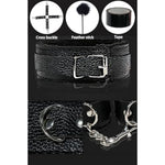 Bdsm Kit 11 Pcs Leather Sex Restraints Set With Adjustable Handcuffs Collar Ankle Cuff Blindfold Feather Tickler Nipple Clamp Etc Adult Couples Sexy Toys (Pink)