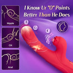 Thrusting Vibrator Dildo Rose Sex Toy For Women - 4 In 1 Thrusting Dildo With 7 Thrusting 5 Tapping 10 Vibrating Modes Clitoral Stimulator G Spot Vibrator Female Adult Sex Toy With Heating Function