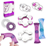 8Pcs Sensory Fidget Toys With Fidget Spinner,Spiky Sensory Finger Acupressure Rings Bike Chain Marble Mesh Fidgets Quiet Toys For Autism,Anxiety Toy Easter Stocking Stuffers Gift For Boys Girls