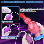 7.87”Realistic Squirting Inflatable Dog Knot Dildo 2 Big Knotted Expanding Butt Plug Strong Ejaculating Toy Silicone Soft Fantasy Dildo G-Spot Cumming Animal Penis Plug Adult Sex Toys & Games (S)