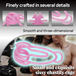 Sissy Chastity Clip With Adjustable Elastic Band 3D Printed Nylon Chastity Cage For Men Small Cock Cage Sm Slave Bondage Sex Toys For Mens (Pink+Belt)