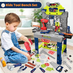 Kids Tool Bench With Realistic Electric Drill, 132 Pcs Toddler Tool Set, Birthday Christmas Gifts Toys For Kid Ages 3 4 5 6 7 8, Toddlers Tool Box & Workbench, Kids Tool Set For Boys 3-5 6-8 (Green)